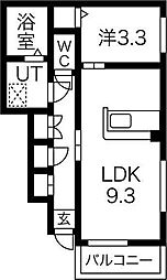 ヒルサイドテラス 1階1LDKの間取り