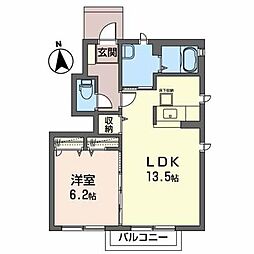 メゾン　ケイワＡ 1階1LDKの間取り