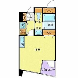 プティ東照宮 1階ワンルームの間取り