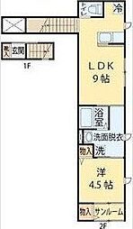 フォレスタ上杉 2階1LDKの間取り