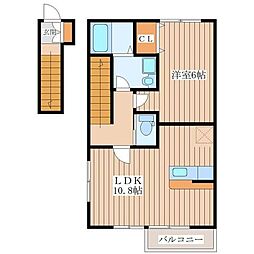 もとき荘 2階1LDKの間取り