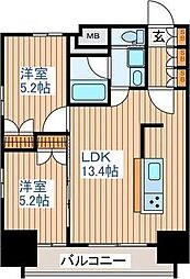 アルモニー勾当台公園 14階2LDKの間取り