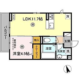 グランドール西勝山 1LDKの間取図画像
