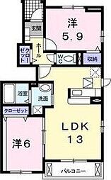 ファースト・セフィオ 1階2LDKの間取り