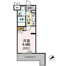 ＣＩＮＺＡ若林 4階1Kの間取り