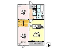 ＦＯＲＥＮＡ荒井 1階2LDKの間取り