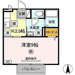 パルメゾン 1階1Kの間取り