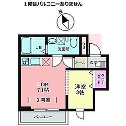 メリディアン貝ケ森 壱番館 1LDKの間取図画像