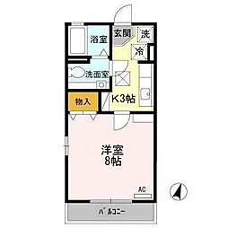 エスポアール長命 1Kの間取図画像