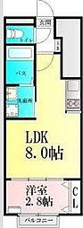 仙台市青葉区小田原8丁目アパート 1LDKの間取図画像