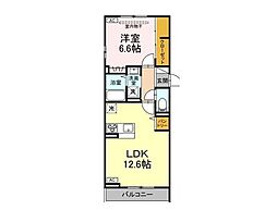 ボヌールＫ 3階1LDKの間取り