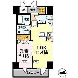 ＩＳ二十人町 2階1LDKの間取り
