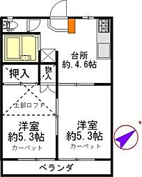 テディ福室 2DKの間取図画像