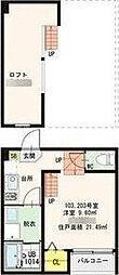 ハーモニーテラス銀杏町 1Kの間取図画像