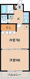 イーグルハイツ萩野町 2Kの間取図画像