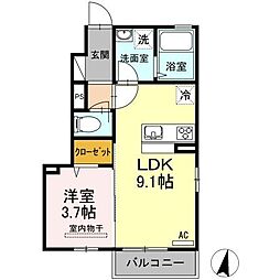 セントレ富沢2 1LDKの間取図画像