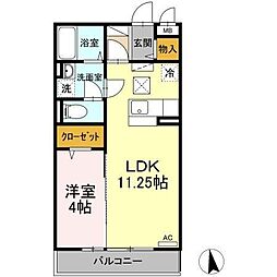 パレス イースト 1階1LDKの間取り