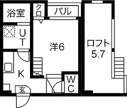 グランコート八乙女 1Kの間取図画像