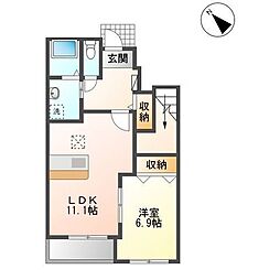 メゾン・アンソレイユ 1LDKの間取図画像