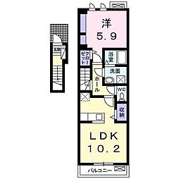 メゾン　ド　エクラII 2階1LDKの間取り