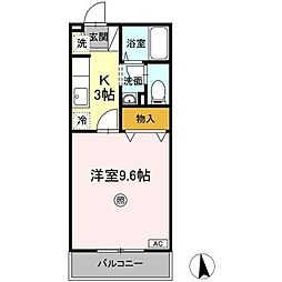 セピアコート 1階1Kの間取り