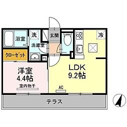 グランシャリオ千代田 1LDKの間取図画像