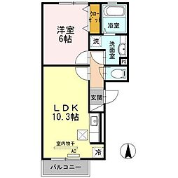 Re・EARTHの杜もり棟 1LDKの間取図画像