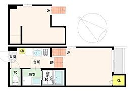 メゾン・シャドール北山 1Kの間取図画像