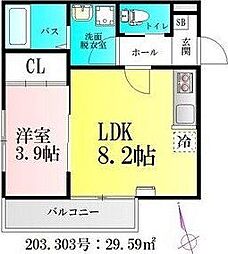 アプリーレ北仙台 1LDKの間取図画像