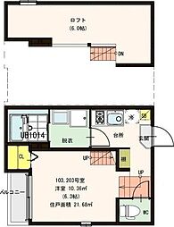 ハーモニーテラス若林 1Kの間取図画像