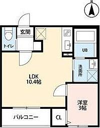 ブランノワール南仙台 1LDKの間取図画像