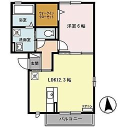ブライト木町 1LDKの間取図画像