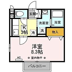 パルレーヴ 1Kの間取図画像