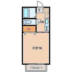 カラントアン 1Kの間取図画像