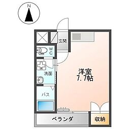 エクセルコート柏木 1階ワンルームの間取り