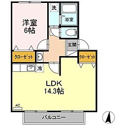 リブレスト鈎取1 1LDKの間取図画像
