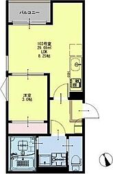 レガリスト菊菜 1LDKの間取図画像