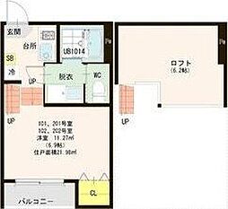 ハーモニーテラス福田町 1Kの間取図画像