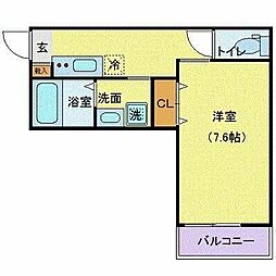 アリュール愛宕橋 1Kの間取図画像