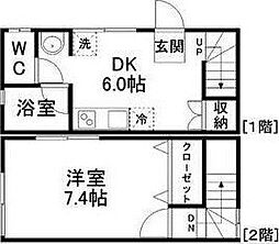 アスコット二軒茶屋 1DKの間取図画像