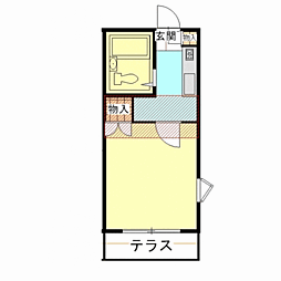 ハイツしま 201 2階1Kの間取り