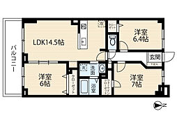 アンピール姪浜3 3LDKの間取図画像