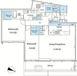 東京メトロ有楽町線 麹町駅 徒歩2分の賃貸マンション 10階2LDKの間取り