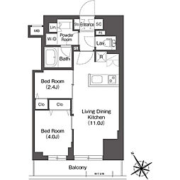 BluRock後楽園 2LDKの間取図画像
