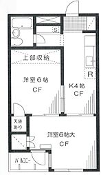 グリーンハイツ本郷 3階2Kの間取り
