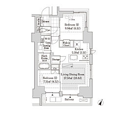 東京メトロ半蔵門線 神保町駅 徒歩5分の賃貸マンション 1階2LDKの間取り