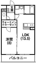 サンライズ布橋 1LDKの間取図画像