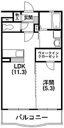 ポエム-K 1LDKの間取図画像