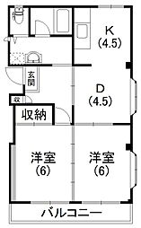 佐鳴台CLOVERBILD. 2DKの間取図画像