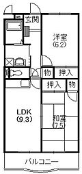 シンフォニー三和2 2LDKの間取図画像